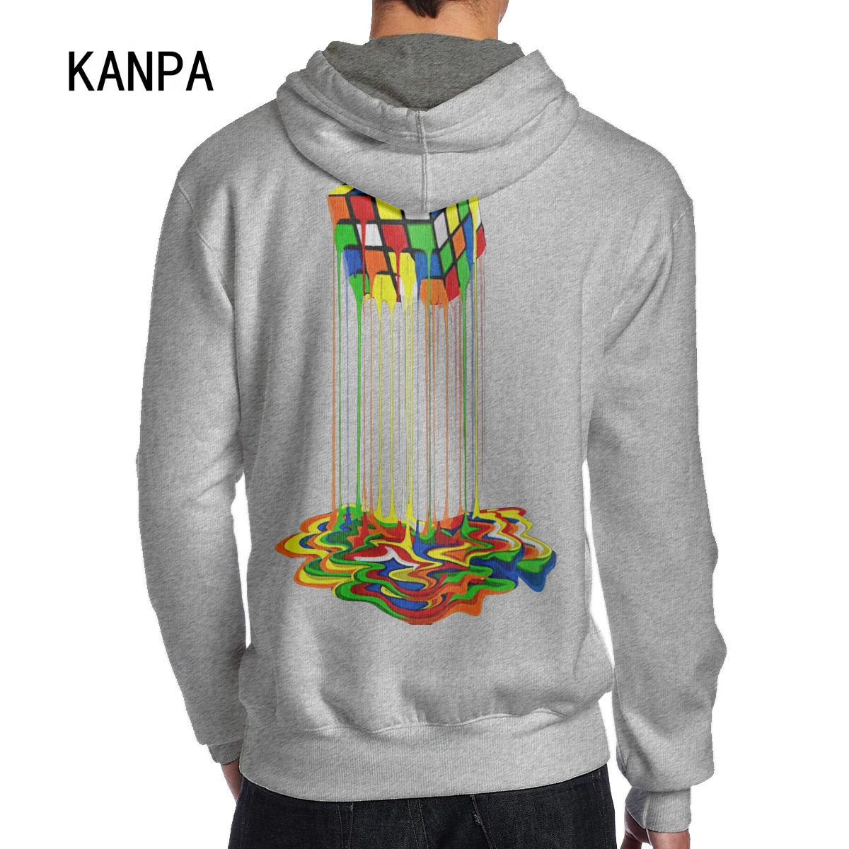 Men's oversize Hoodie Sheldon Cooper Melting Rubiks Cube Essentials Print Cotton chic long Sleeve Sweat Capuche on the back  xxl