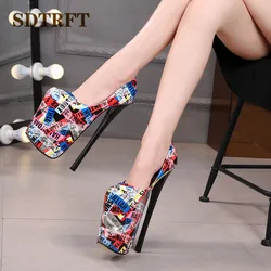 SDTRFT Pompen Dames Platform vrouw 22 cm Dunne hoge hakken zapatos mujer Stiletto Crossdresser Ronde Neus Dansschoenen Plus: 34-46 47
