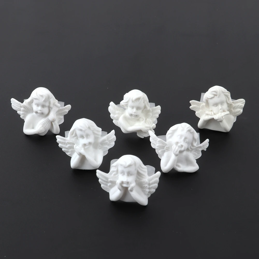 Trendy White Cute Cupid Angel Resin Ring For Women Men Vintage Creative Geometric Adjustable Finger Ring Fashion Jewelry Gifts