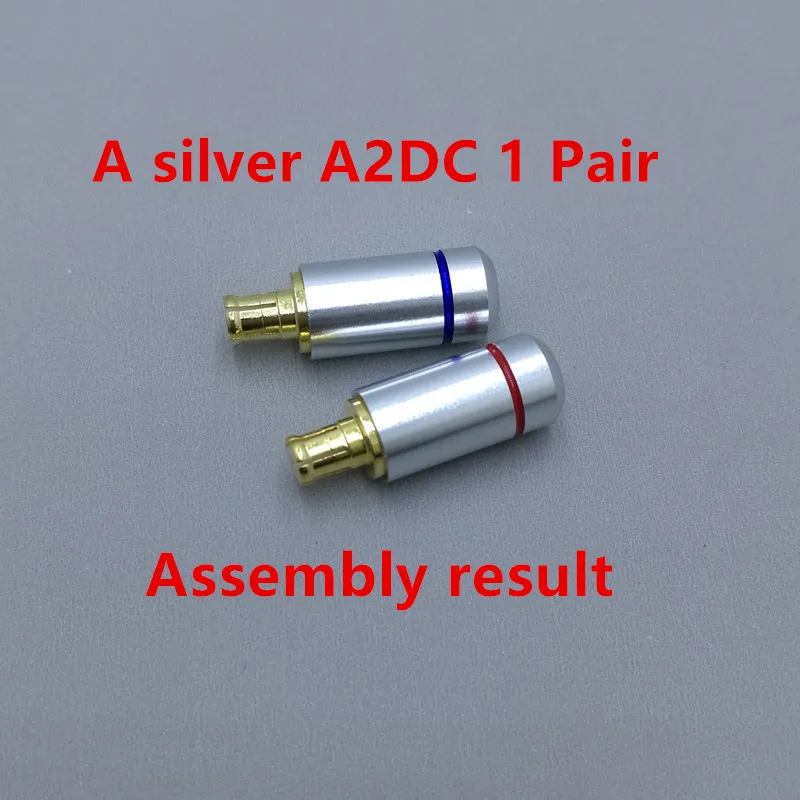 2 pcs custom made universal pin Socket  mmcx plug, A2DC plug, 0.78mm 2pin Pure copper gold plated Built-in hreaded