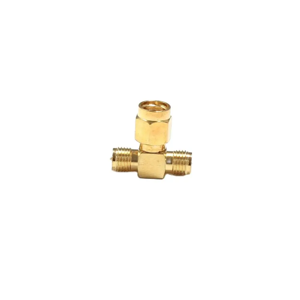 

1PCS Reverse RP SMA Male Plug to 2x RP SMA Female Jack RF Coax Adapter T-type 3-WAY Splitter Goldplated NEW Wholesale