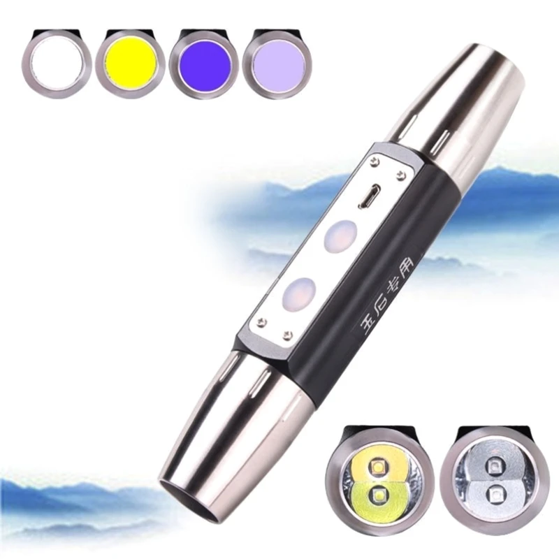 Expert Jade Flashlight USB Rechargeable UV LED 365nm Violet Light 4 files Ultraviolet Torch for Jade Jewelry amber Money