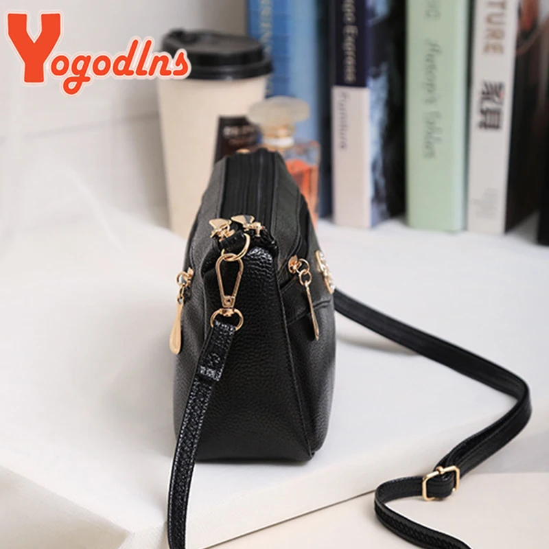 Yogodlns Vintage Crossbody Bag For Women PU Leather Shoulder Bag Multifunction Messenger Bag New Small Lady Handbag Bolso