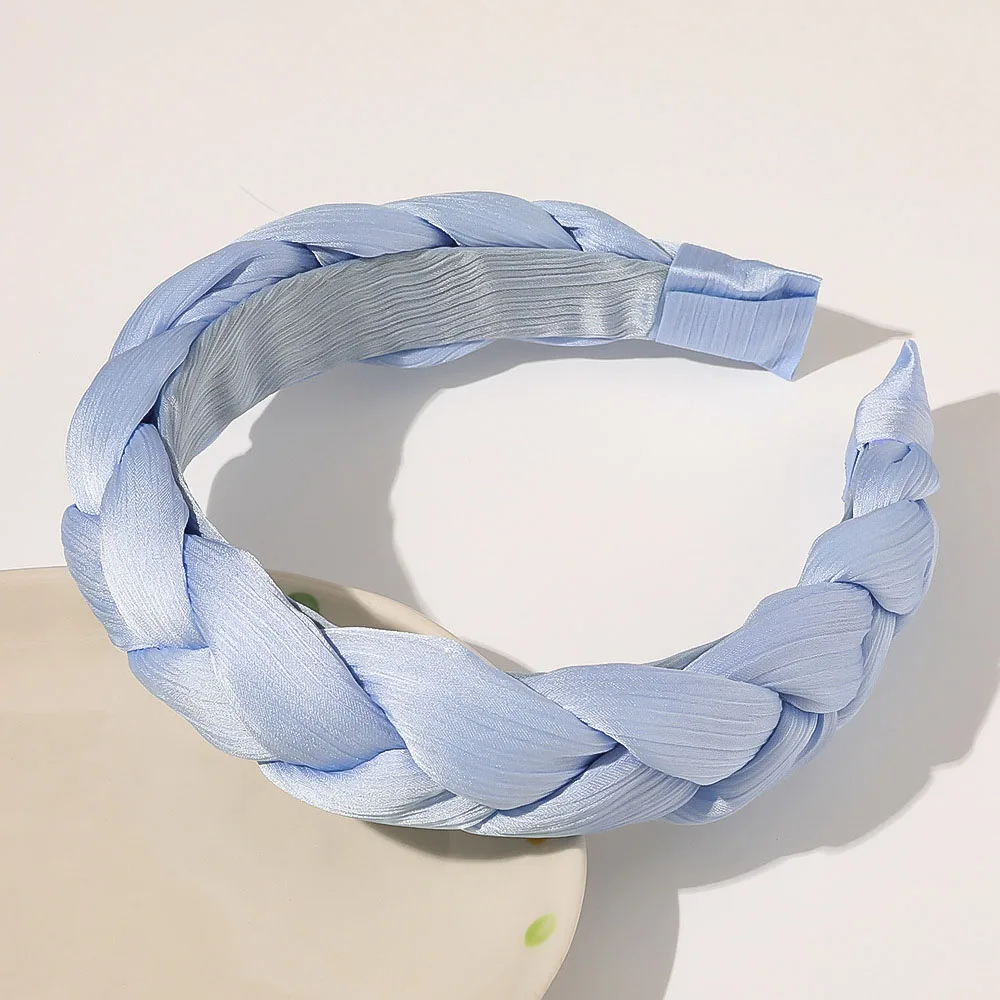 Fashion Twist Braid Silk Headband Wide Braided Side Knotted Hairband Wide-Brimmed Hair Hoop Bezel Hair Bands Hair accessories