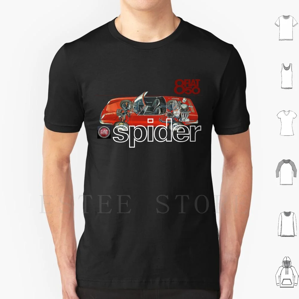 850 Spider T Shirt Cotton Men DIY Print 850 Spider X1 9 Sports Convertible Coupe Italy Italian 1950s 1960s 1970s 50s