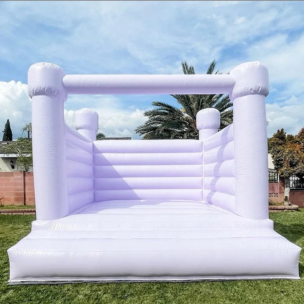 15ft Jumping Bouncy Castle Inflatable Bouncer Wedding jumper house Purple White Bounce castle with waterproof mat and ballon