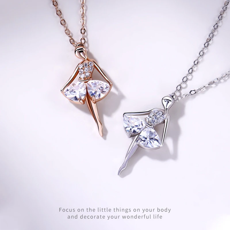 SA SILVERAGE Luxury Pendant Collarbone Chain Women Tide Jewellery S925 Ballerina Sterling Silver Necklace of Fashion Light