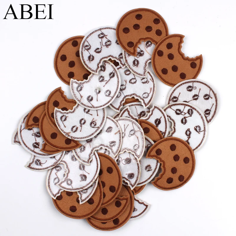 10pcs/lot Iron-on Biscuit Patches Cartoon cake stickers DIY pacthwork Handmade sewing crafts Jean Coat Sweater Dress Decoration