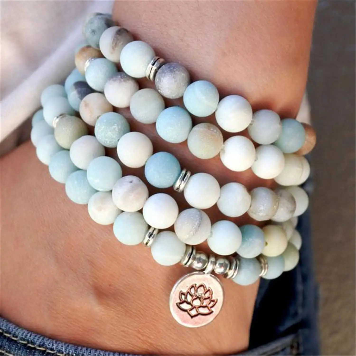 6mm Amazonite 108 Beads Handmade Pendant Necklace Bracelet Healing Classic Reiki Spirituality Meditation Yoga Chakra Prayer