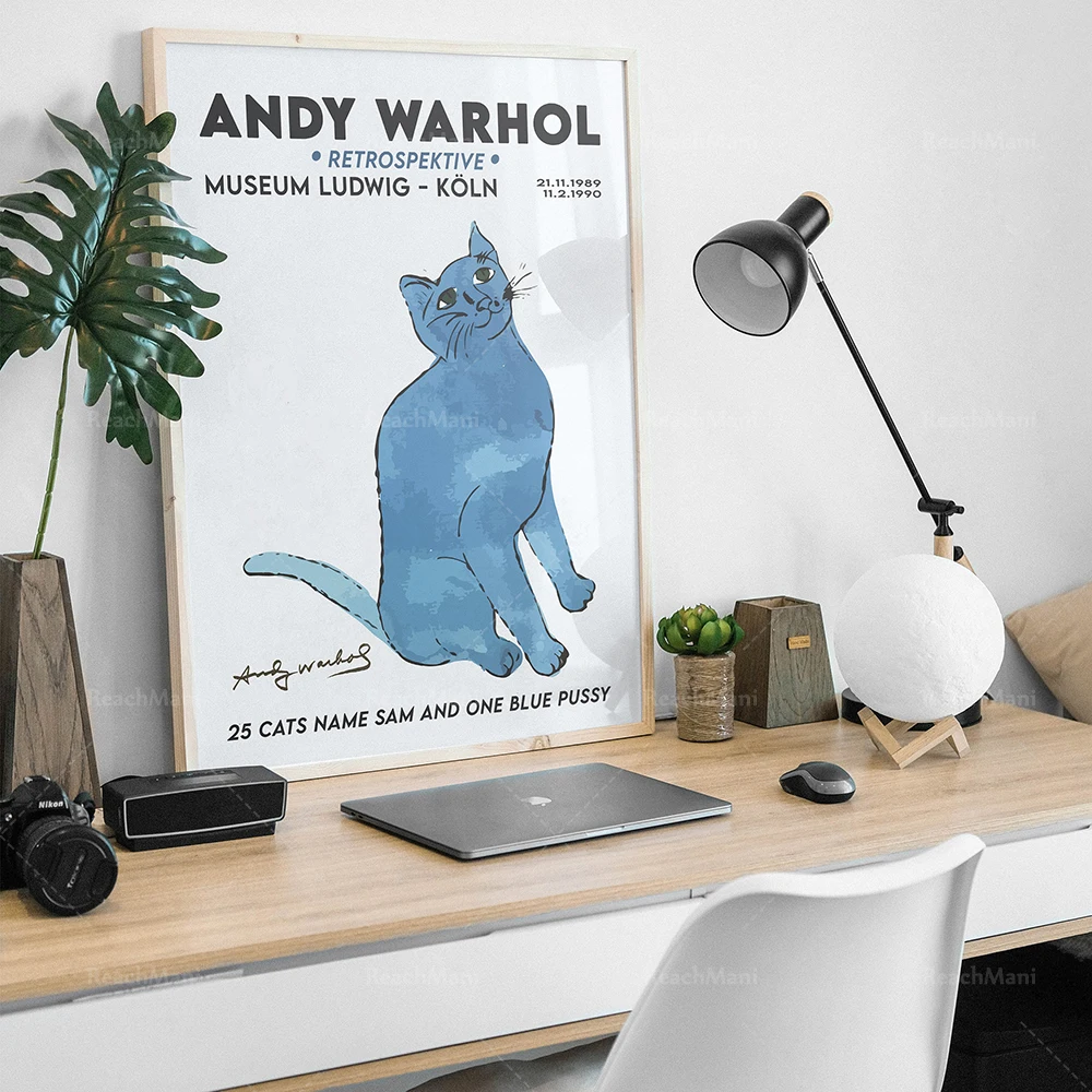 Andy Warhol Art Exhibition Poster, Cat Poster, Retro Art, Animal Poster, Printable High Quality Art