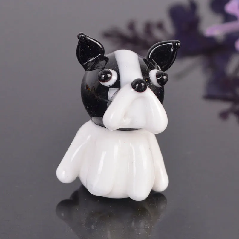 Crystal Bulldog Animal Figurine Glass Hand Blown Puppy Ornament Handmade Dog Paperweight Christmas Kids Lady Gift Home Decor