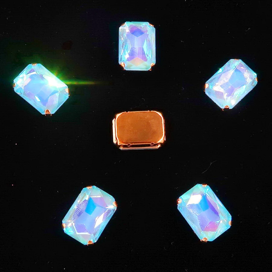 Rechteckige goldene Krallenfassungen, 20 Stück/Packung, 13 x 18 mm, Jelly Candy & AB-Farbe, Glaskristall zum Aufnähen, Strass für Hochzeitskleid, DIY – Detail 9