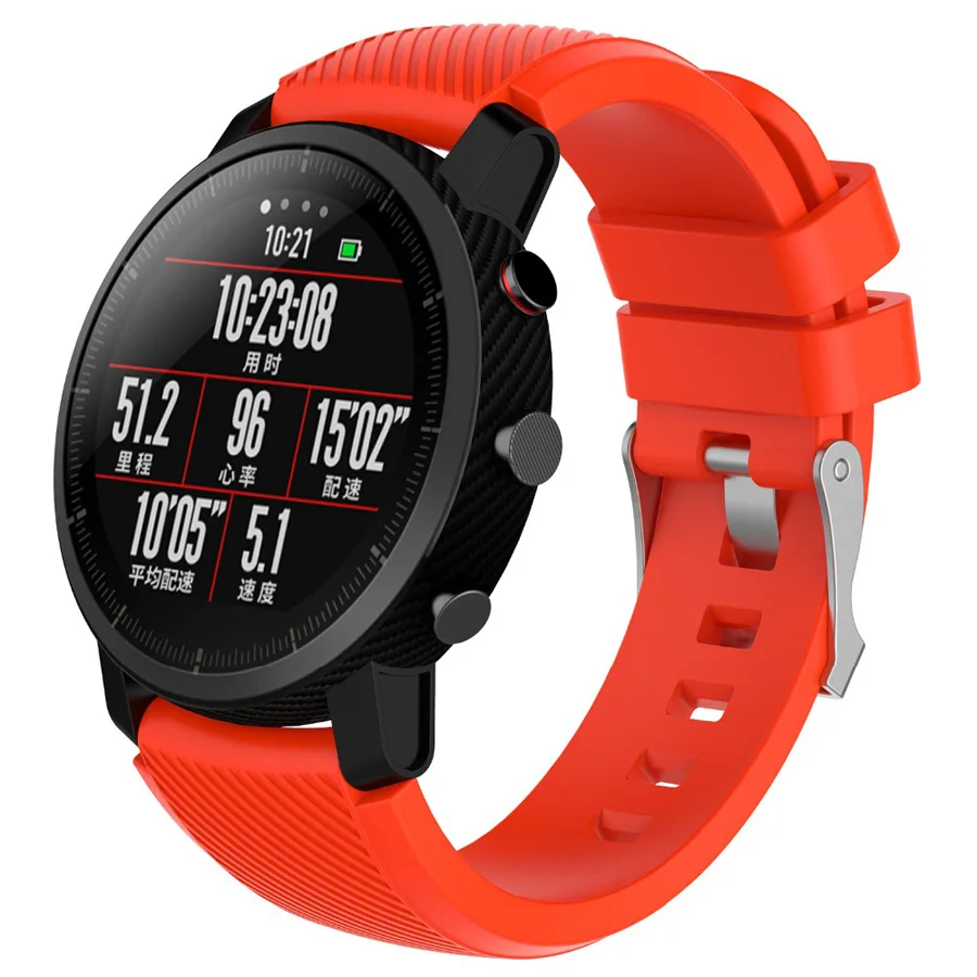 22mm sport Silicone watch strap for Xiaomi Amazfit Pace Stratos 2 2s Smart watch Accessory replacement bracelet strap Black Man