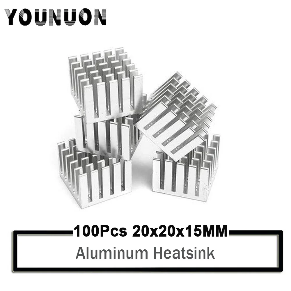 

100Pcs YOUNUON 20x20x15mm Aluminum Extruded Cooler Aluminum Heatsink 20mm x 15mm FOR IC PC CPU High Power LED