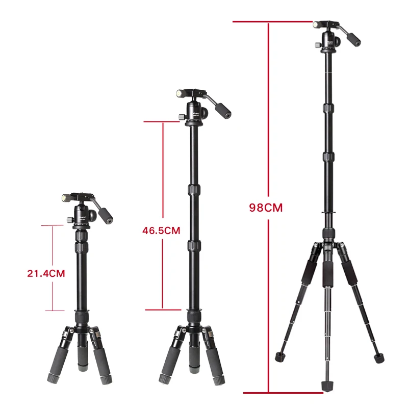 XILETU FM5C-MINI Aluminum Mini Tripod Ball Head Digital SLR Camera Tabletop Stand Lightweight Desktop Phone Triangle Bracket