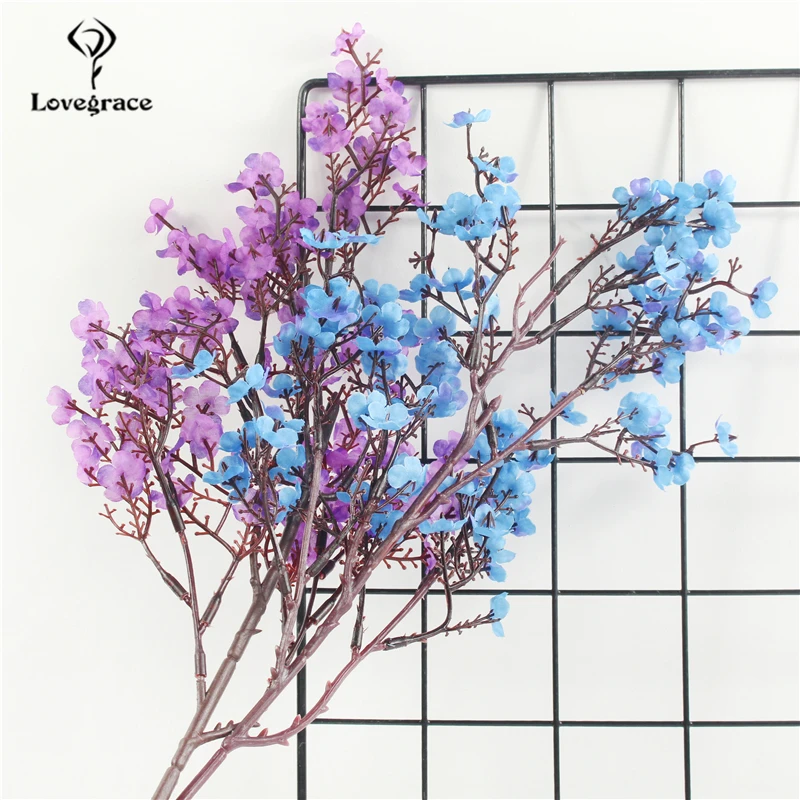 Purple Baby's Breath Flowers Artificial Flowers Cherry Blossoms Gypsophila Fake Plants DIY Wedding Bouquet Vases for Home Decor