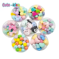 Cute-Idea 10pcs/lot Silicone Teether Beads BPA Free Cartoon Animals Chewable Teething Beads DIY Pacifier Chain Accessories Toys