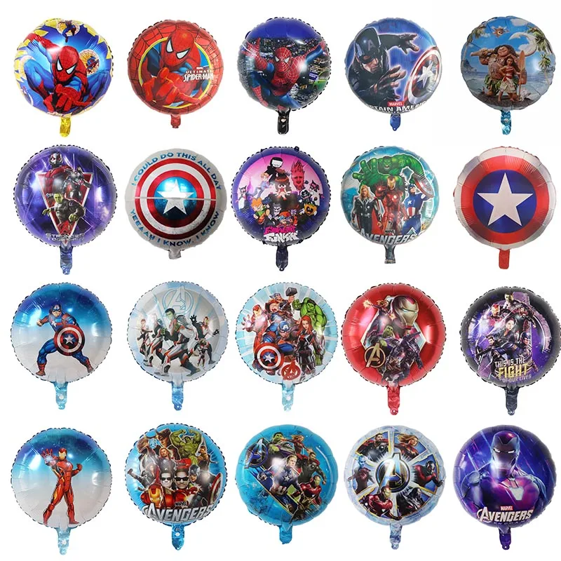 50pcs 18inch Spider Round Hero Man Foil Helium Balloons Baby Shower Boy Birthday Party Decoration Balls Cartoon Kids Toys Globos