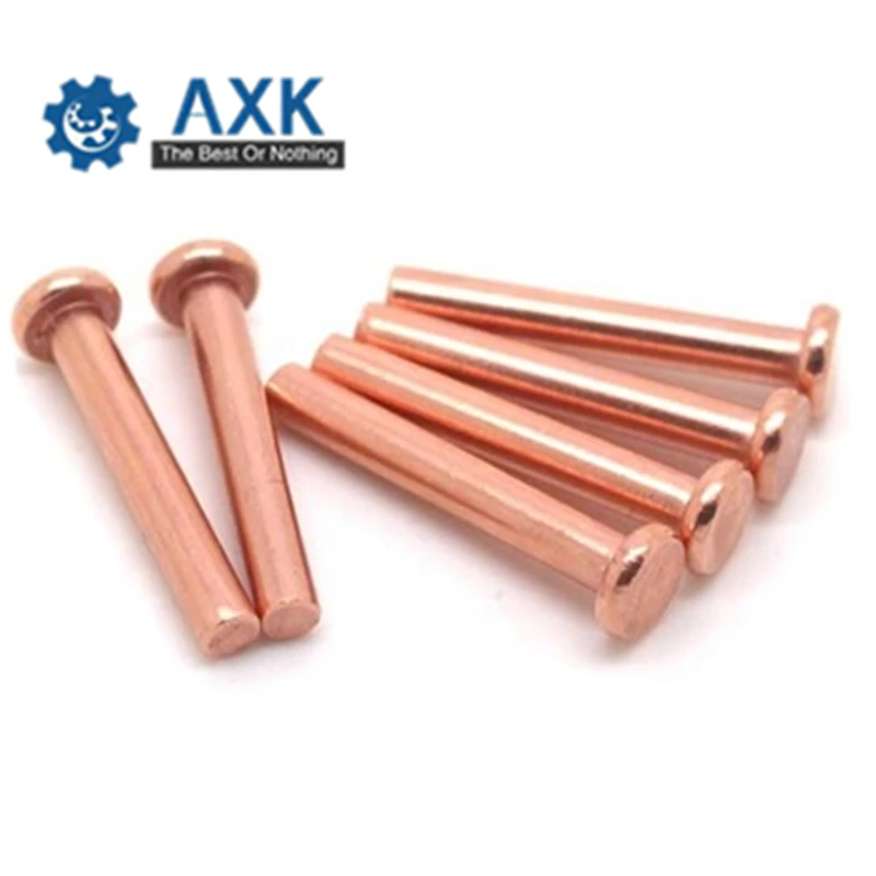200Pcs Brass Solid Rivets GB109 M2*L Flat Head Copper Rivets Solid Brass Rivet 2mm Diameter 3mm-10mm Length