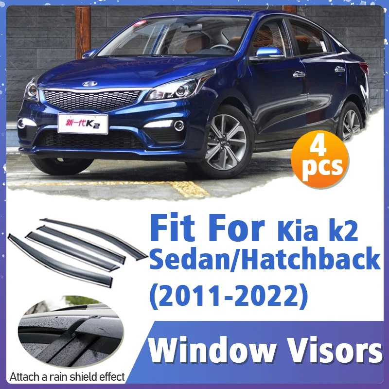 

Window Visor Guard for Kia k2 Sedan Hatchback 2011-2022 4pcs Vent Cover Trim Awnings Shelters Protection Sun Rain Deflector