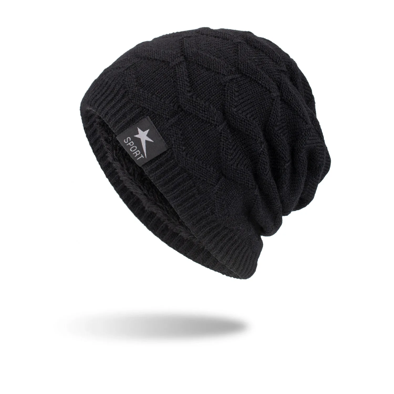 Skullies Beanies Winter Hat Male Gorras Hombre Knitted Caps For Men Solid Color Pentagram Outdoor Sport Hats Bonnet Dropshipping