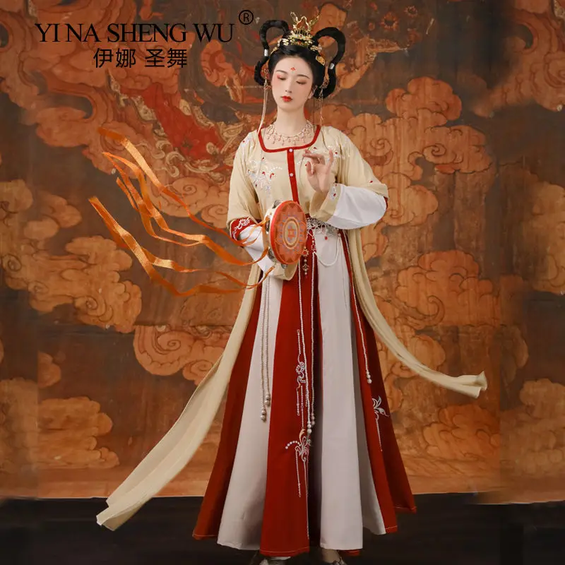 Women Hanfu Chinese Traditional Folk Costume Girl Dance Wear Lady Fairy Cosplay Clothes Oriental Dunhuang Hanfu Suit for Female