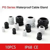 10 Uds. Prensaestopas de Cable impermeable junta de nailon IP68 PG7 para conector de bloqueo de Cable PG13.5 de plástico negro blanco de 3-6,5mm PG7 PG19 PG11