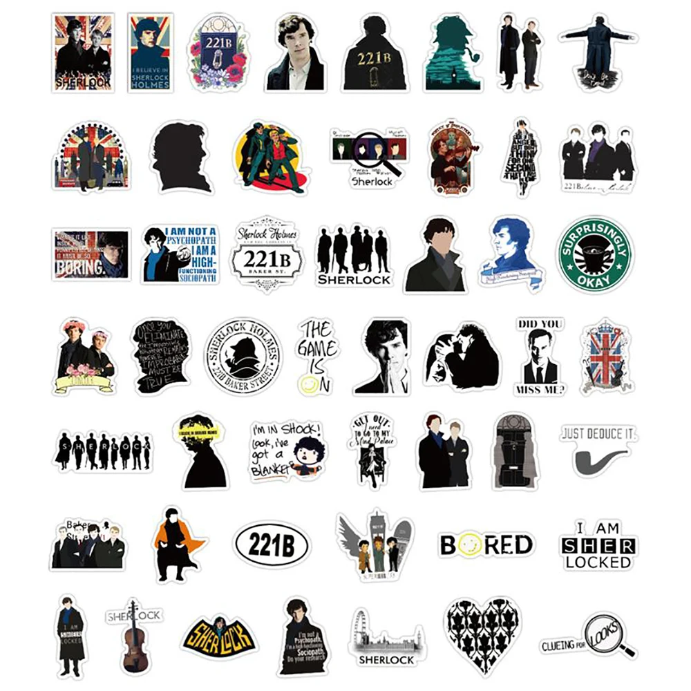 10/30/50PCS Sherlock Graffiti สติกเกอร์สเก็ตบอร์ดกีตาร์กระเป๋าเดินทางตู้แช่แข็งแล็ปท็อปของเล่นคลาสสิก Cool สติกเกอร์ decals ของเล่นเด็ก