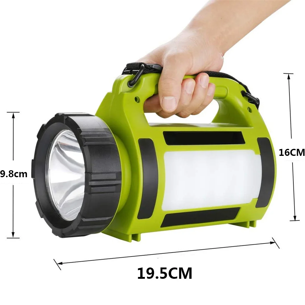 Portable LED Camping Light With 5 Modes USB Rechargeable Flashlight Power Display Red Light Warning Waterproof Searchlight Torch