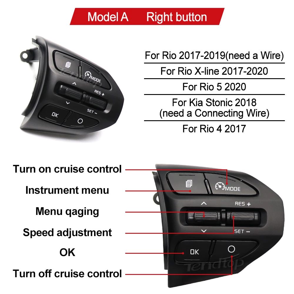 Steering Wheel Button Switch For KIA K2 RIO 2017 2018 2019 2020 2021 RIO X LINE Stonic RIO 5 Car Bluetooth Phone Cruise Control