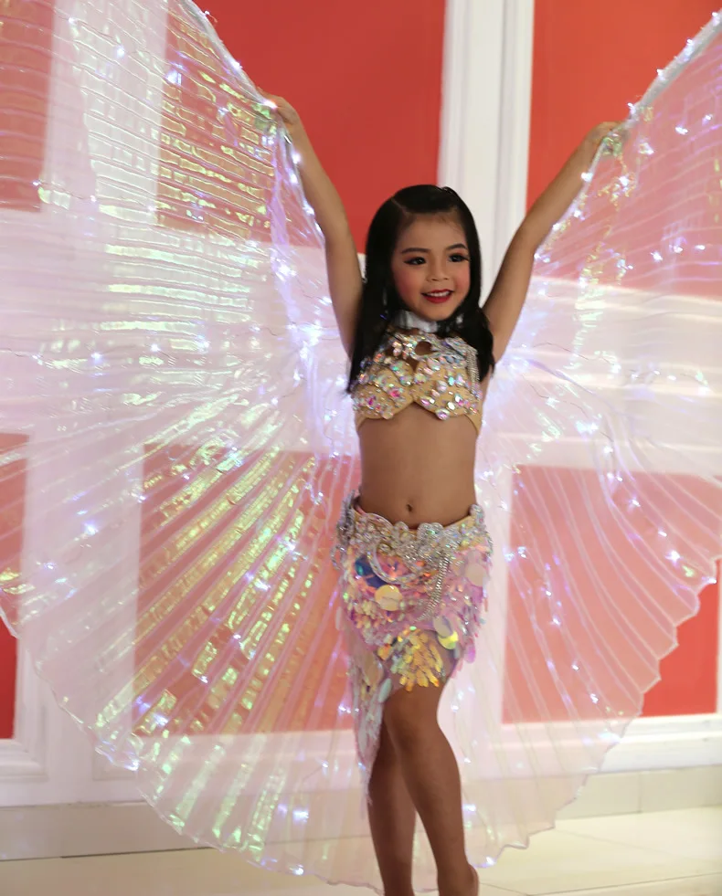 Wings White Rainbow Kids Led Shining Wings Belly Dance  Children Led Isis  Accessories Girls Dance Wings with Stick