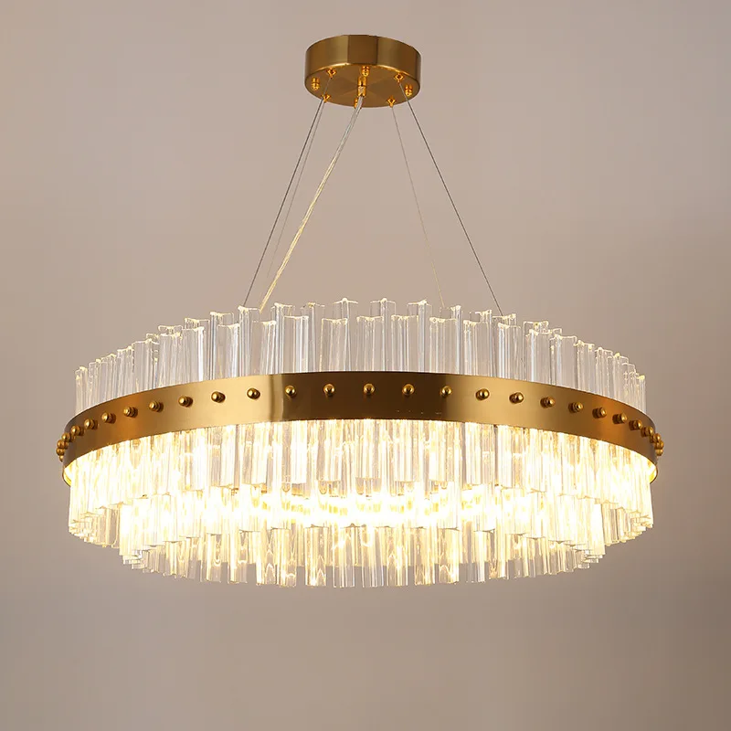 Modern Crystal Hall Chandeliers Living room Hanglamp Bedroom Pendant lamp Golden Metal Loft Deco 40/60cm