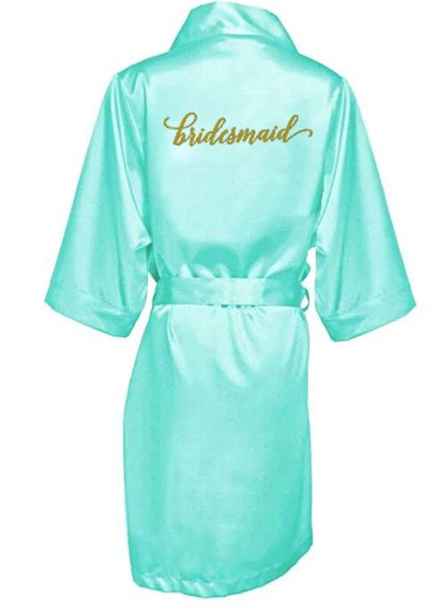 new bride\'s babe bridal robes green robe hen party getting marrried gift babe of honor bridesmaid kimono bride robes