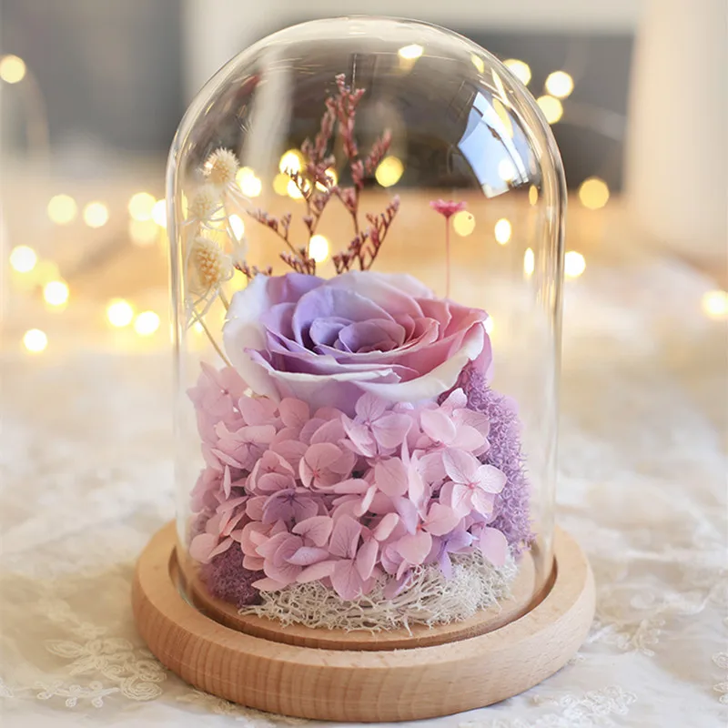 15*21cm Middle Size Glass Dome Vase Home Decoration Flat Log Base Transparent Cover DIY Friend Gift Wedding Live Prop