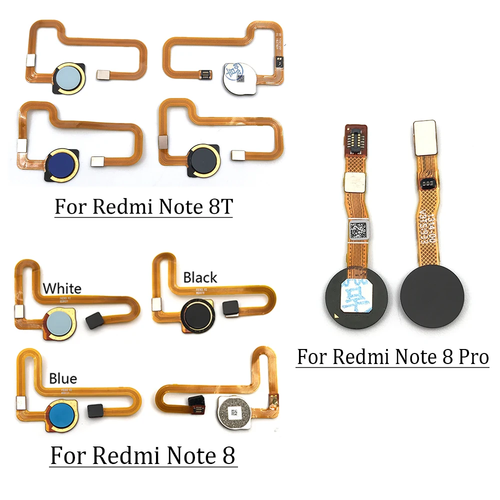 Fingerprint Sensor Home Return Key Menu Button Flex Ribbon Cable For Xiaomi Redmi Note 8T 8 Pro Parts Black White Blue