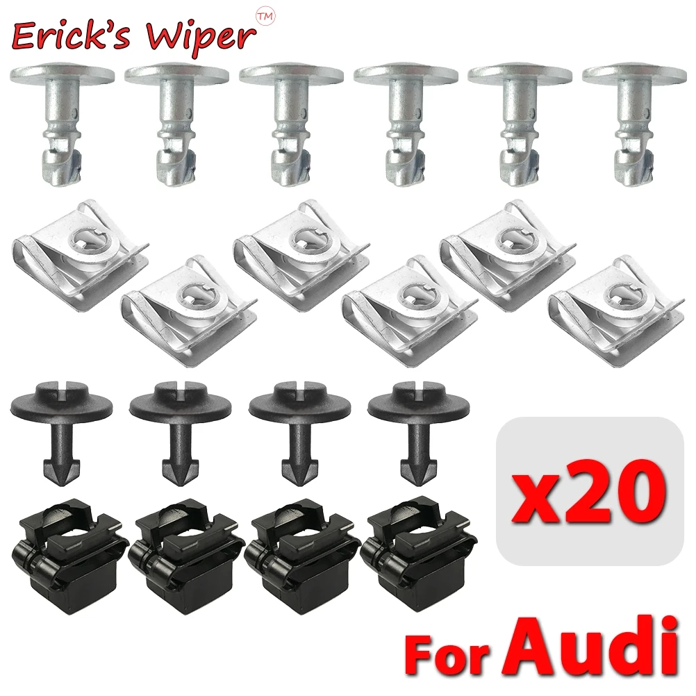 Erick\'s Wiper 20Pcs/Set Under Engine Gearbox Cover Clips Kit Undertray Shield Body Fastener Screw For Audi A3 A4 A6 A8 TT Coupe