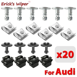 Erick's Wiper 20Pcs/Set Under Engine Gearbox Cover Clips Kit Undertray Shield Body Fastener Screw For Audi A3 A4 A6 A8 TT Coupe