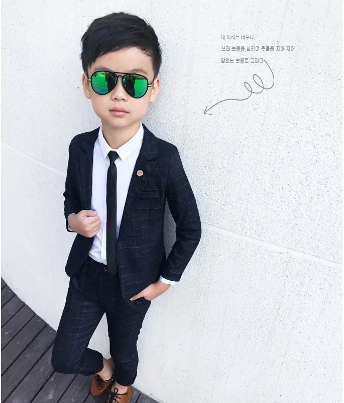 Flower Boys Formal Jacket +Pants 2Pcs Mariage Clothing Set Gentleman Kids Wedding Suit Children Performance Evening Dress