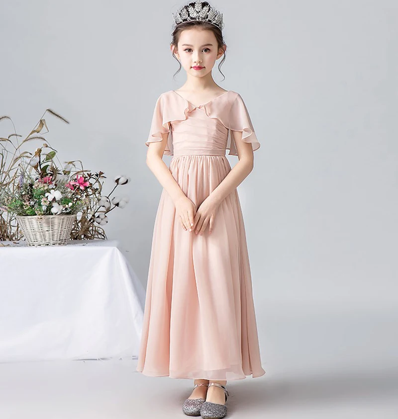 Dideyttawl Customized Chiffon Flower Girl Dresses Wedding Birthday Party Kid Princess Pageant Gowns Junior Bridesmaid Dress