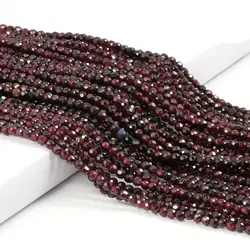 Natural Gem Stone Garnet Beaded 2 3mm Small Faceted Loose Beads for DIY Bracelet Necklace Jewelry Making Accessories 15''