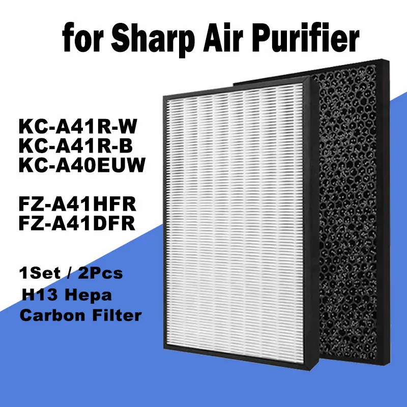 for Sharp KC-A41R-W KC-A41R-B KC-A40EUW Replacement Air Purifier Hepa H13 Filter Activated Carbon Filter FZ-A41HFR FZ-A41DFR