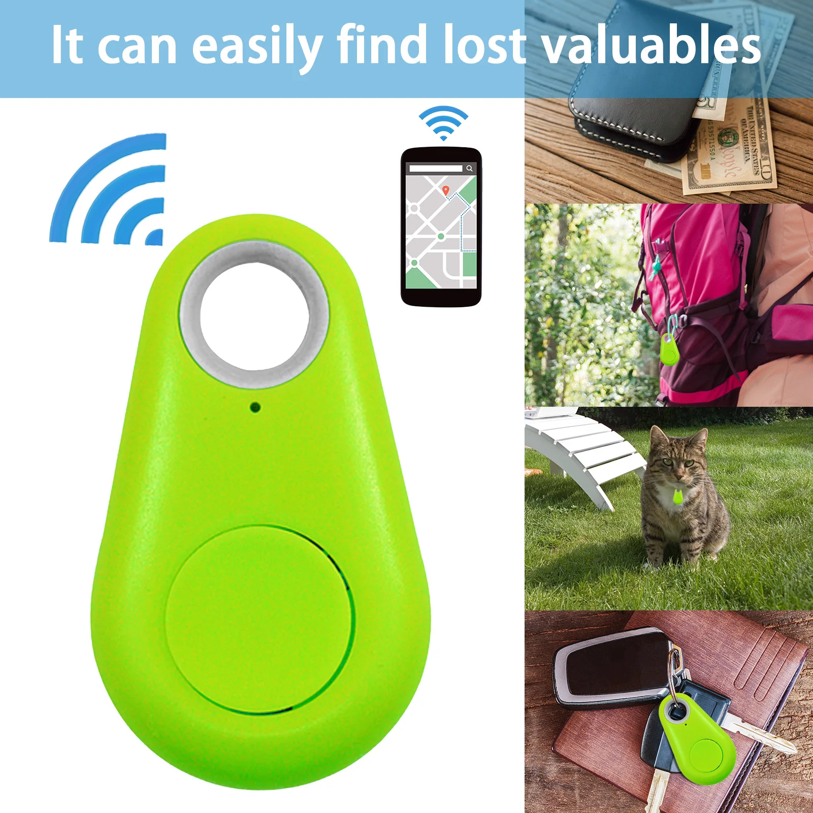 Mini Smart Dog Pets Bluetooth 4.0 GPS Tracker Anti-lost Alarm Tag Wireless Child Bag Wallet Key Finder Locator For IPhone