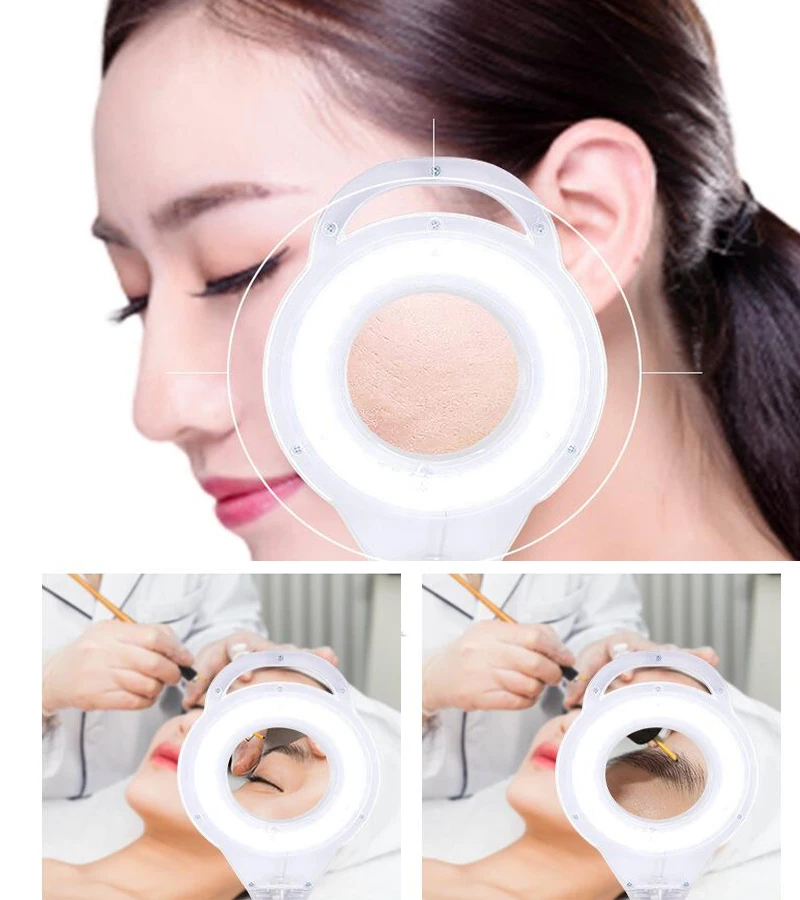 8X Diopter  Double LED Light Magnifier 120 LED Magnifier Floor Lamp Magnifier Glass Cold Lig Len Facial Light Beauty Salon