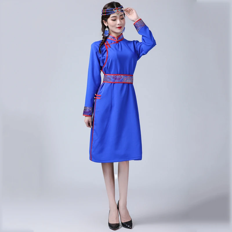 

Traditional ethnic clothing for woman Tang suit style mongolian robe modern grassland living casual gown Asia costume