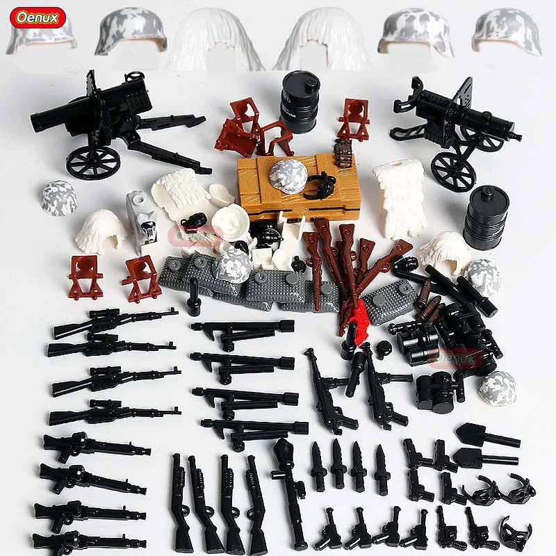 Oenux WW2 The Battle Of The Caucasus Military Small Building Block Military Special Force Snow Soldiers Figure Brick MOC Kid Toy