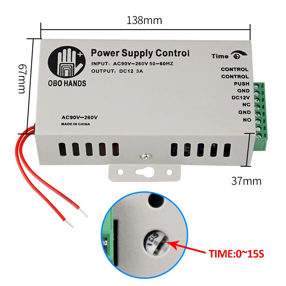 IP68 Waterproof Door Access Control System Kit RFID Keypad + Power Supply + 180KG Electric Magnetic Strike Door Locks for Home