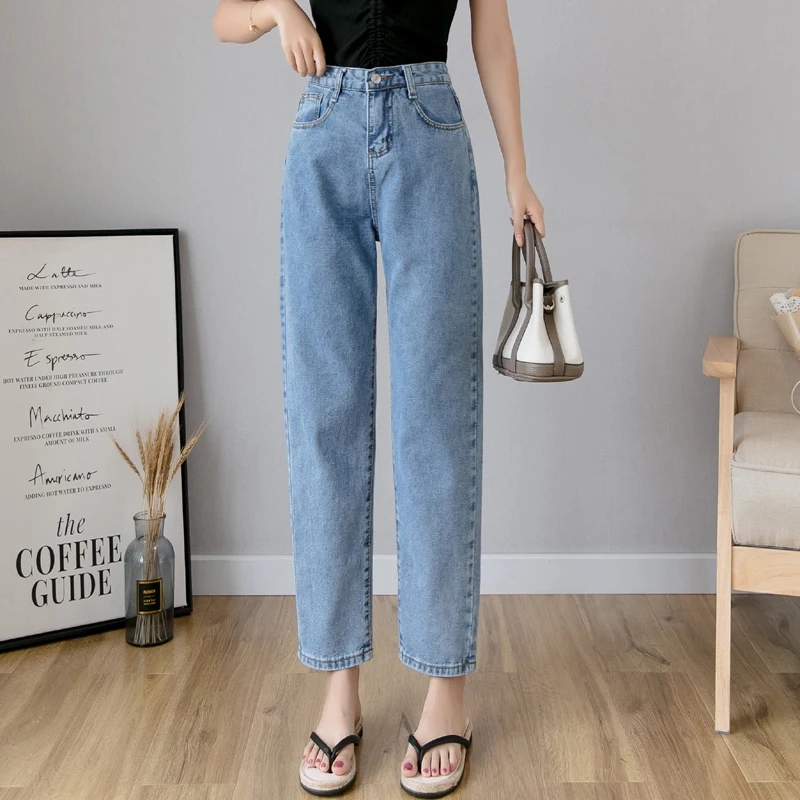 High waist jeans women 2020 spring and autumn new women's girl's harem pants loose hole Trousers straight leg Jeans OEM factory