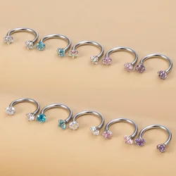 Piercing de circonita redonda con forma de estrella para mujer, Arete de hélice para cartílago, labio, ceja, retenedor de Labret, 8mm, 16G, 5 unidades