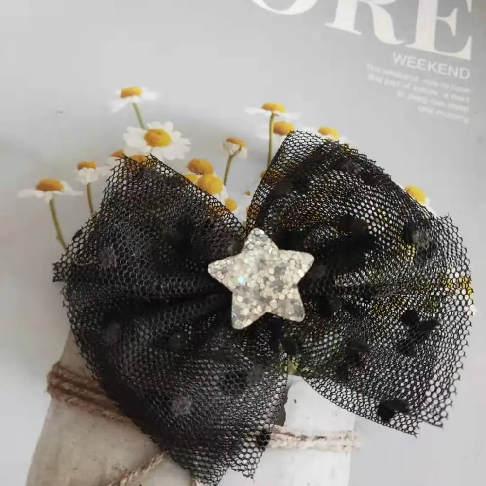 2020 New  Pet Grooming Handmade Headdress Dog Teddy Yorkshire Schnauzer Maltese Baby  Mesh five-pointed star Hairpin