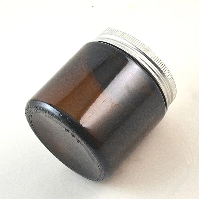 Wholesale 100g/200g Empty Makeup Container Brown Glass Jar for Cream/ Candles/Masks Containers With Aluminum Cover Cosmetic Jar